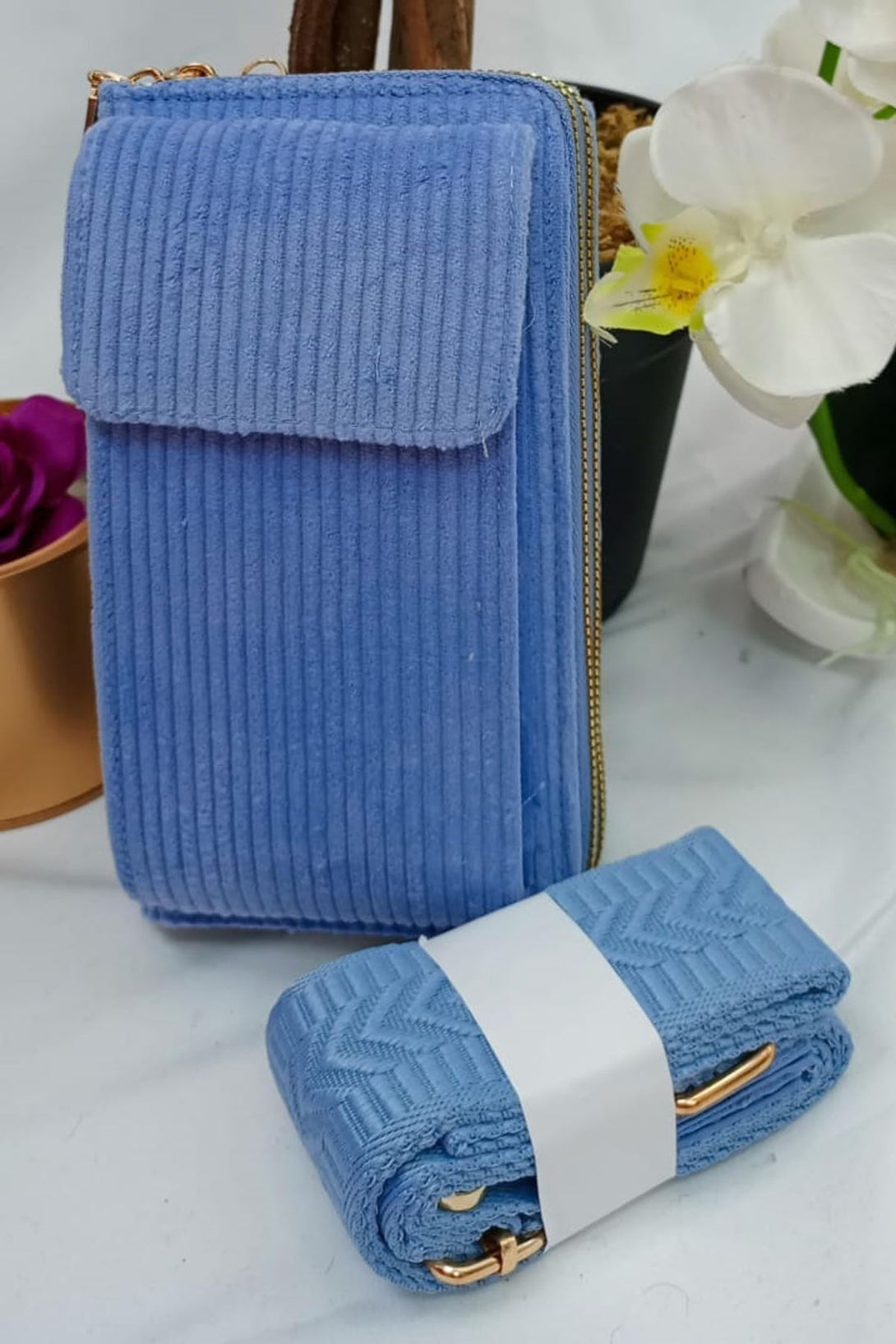 chevron strap corduroy crossbody bag
