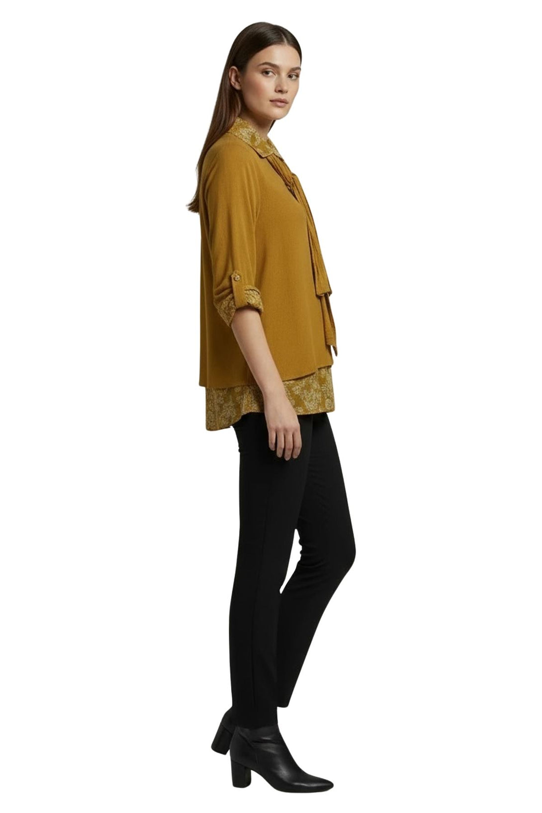 floral cotton top with soft matching scarf
