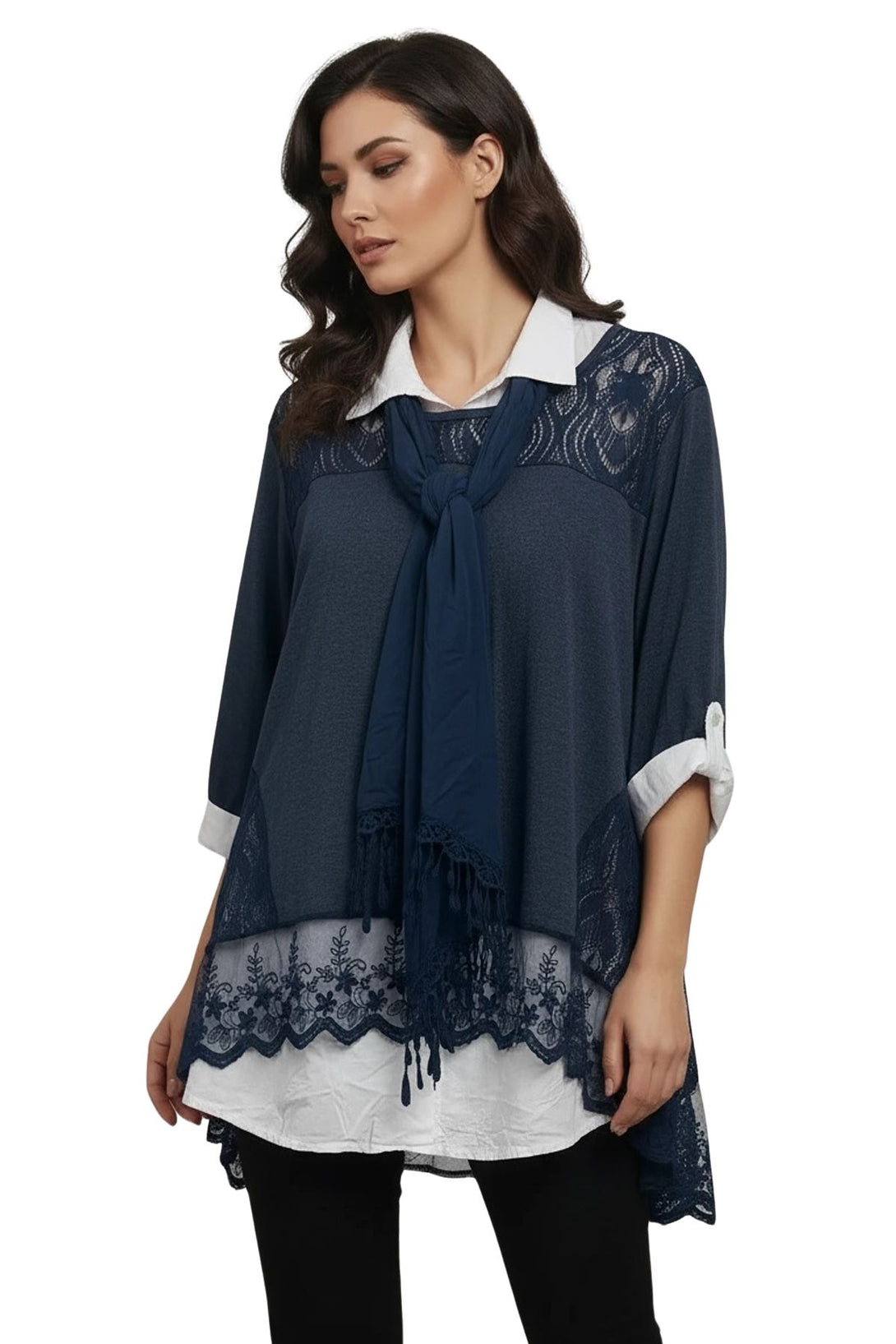 navy blue floral cotton blouse
