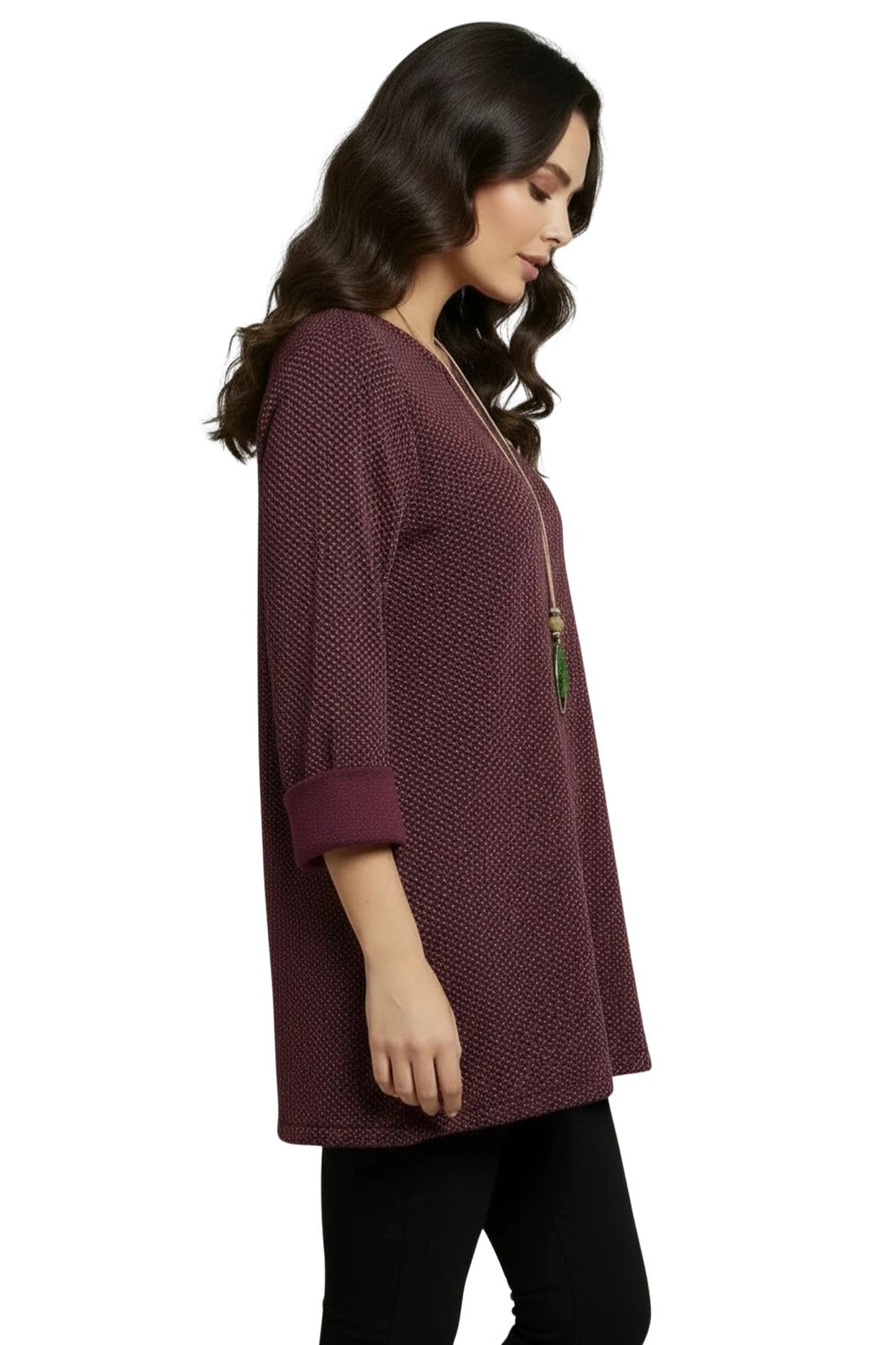 soft metallic dotted knit tunic top
