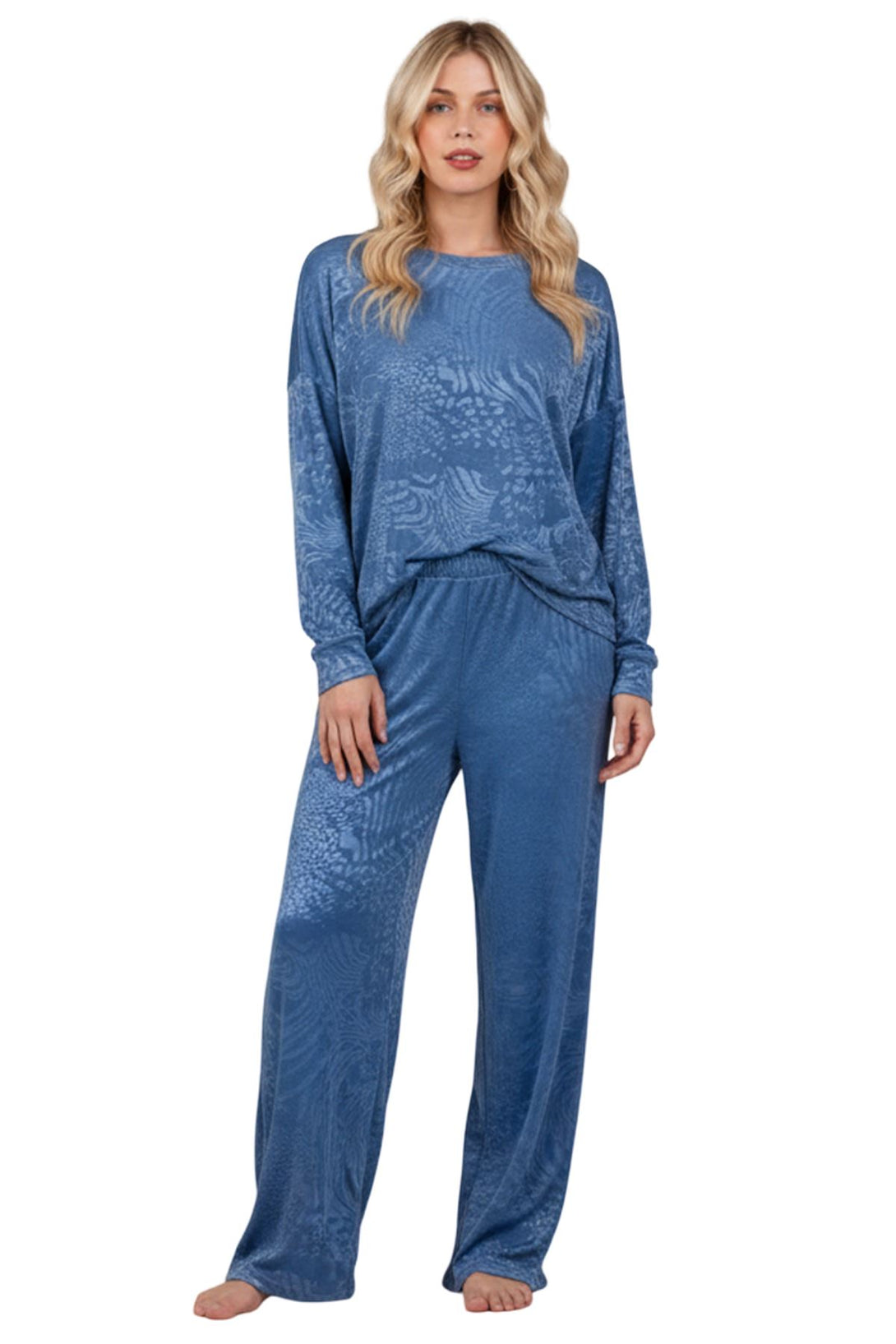 crushed velvet wide leg lounge set
