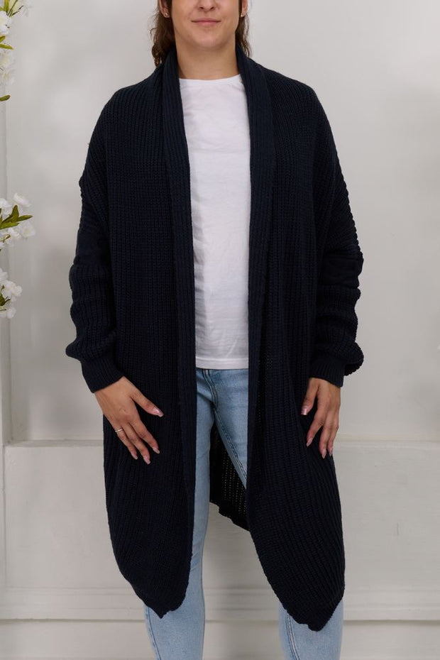 Plain Long Knit Acrylic Cardigan