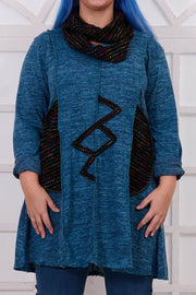 Multi Patch Work Pattern With scarf Viscose Jumper