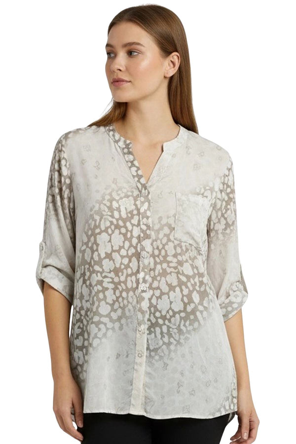 leopard print button up front pocket shirt
