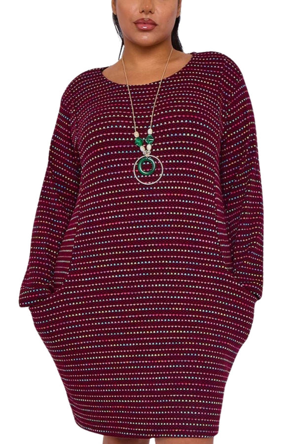 multicoloured dots stripes pocket dress
