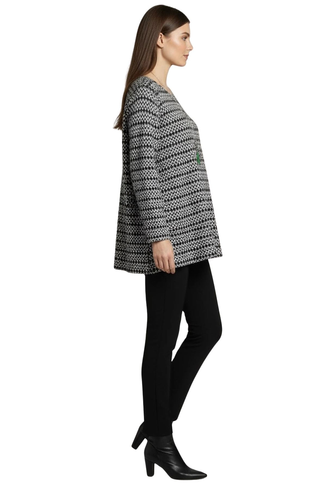 geo stripe knit necklace top for women
