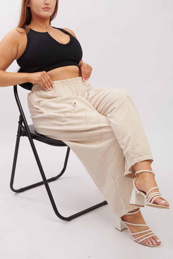 Plain Pocket Side Layered Cotton Trousers