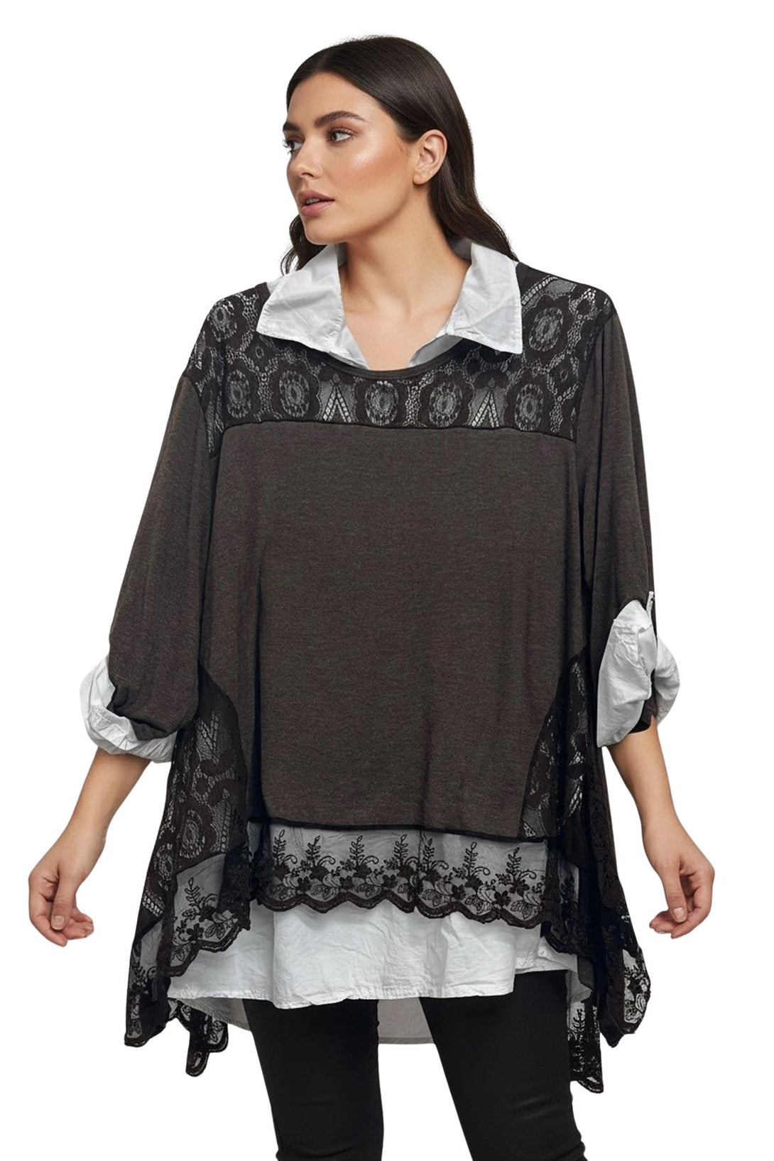 plus size embroidered cotton top
