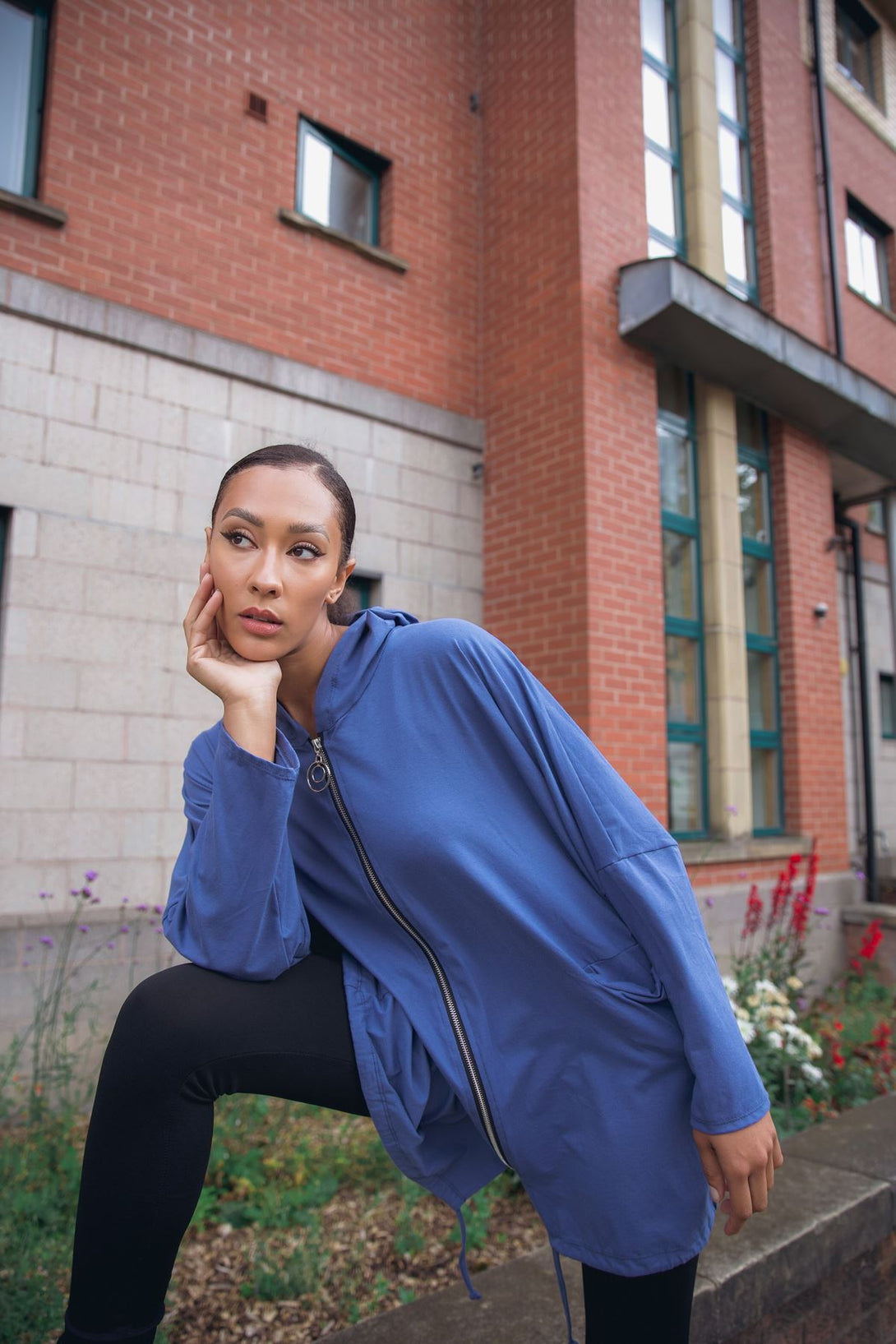 casual zip front hoodie
