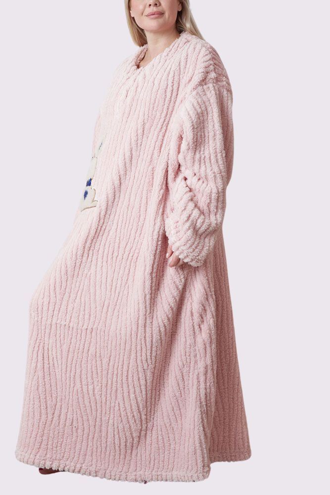 faux fur trim fleece nightwear
