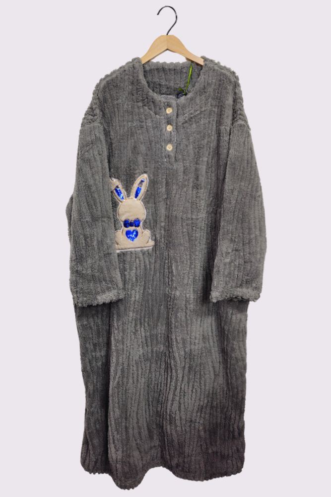 three button neck lounge dress
