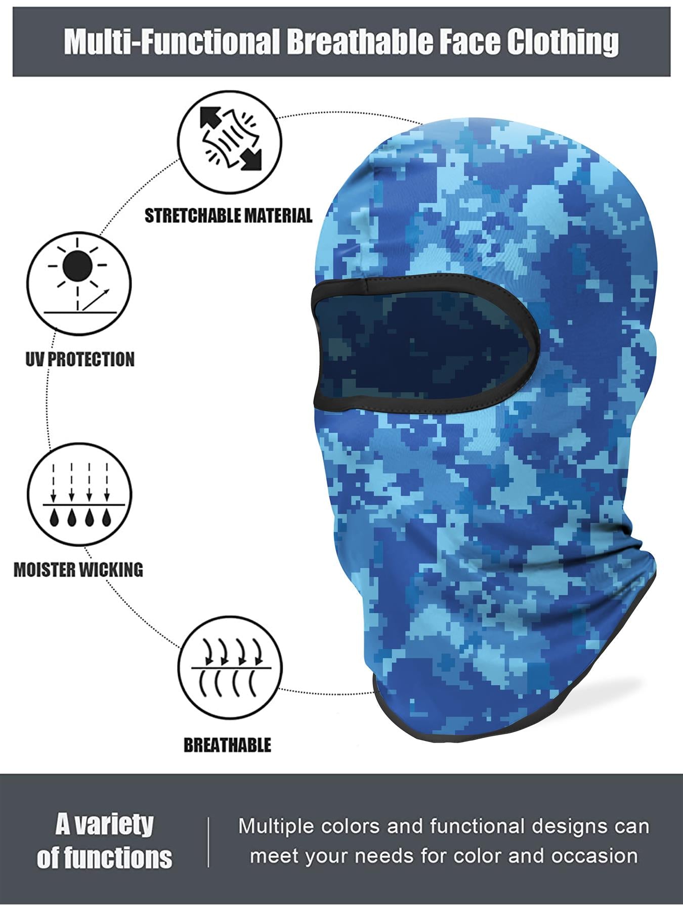 Plain Camouflage Unisex Ski Face Mask
