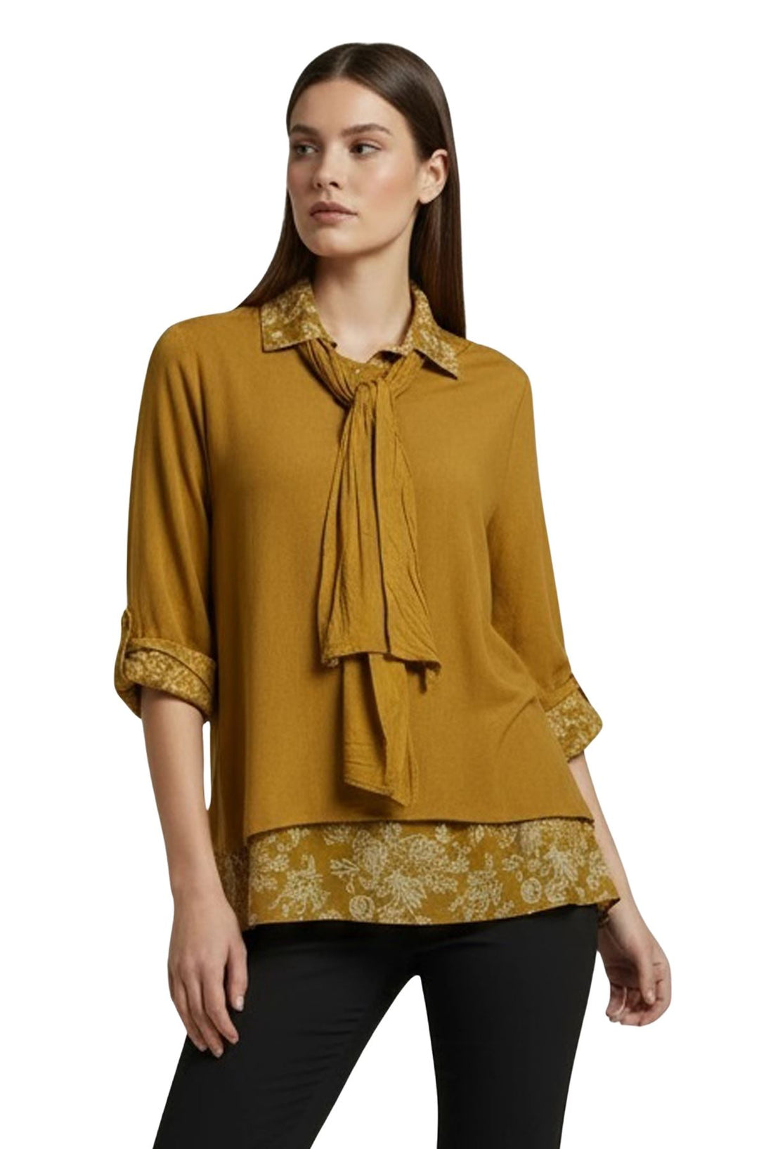 floral layered hem cotton top casual look
