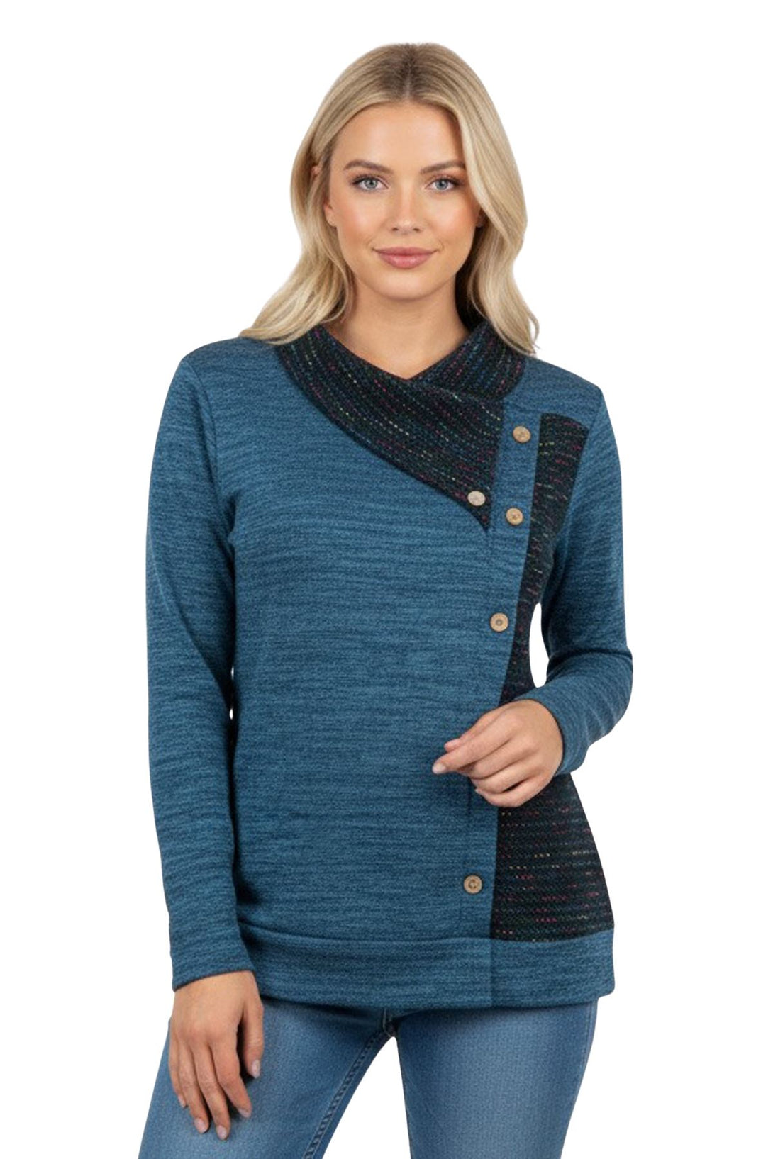 womens heathered button front casual top
