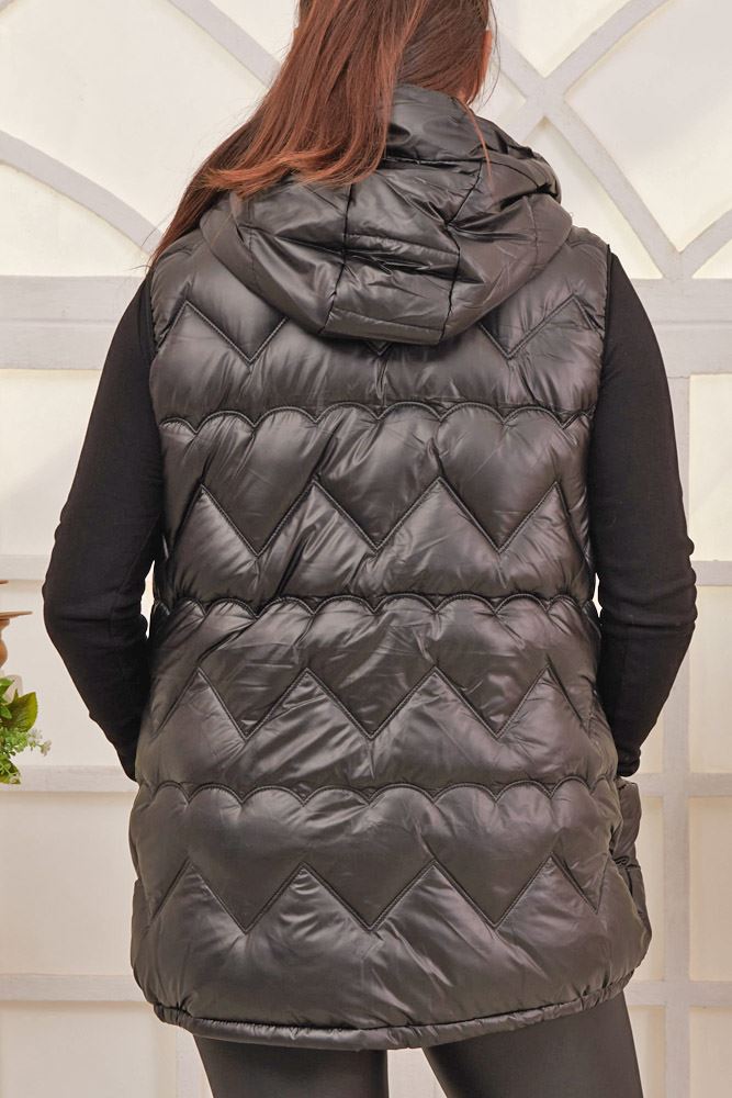 Heart Quilted Padded Zip Up Gilet