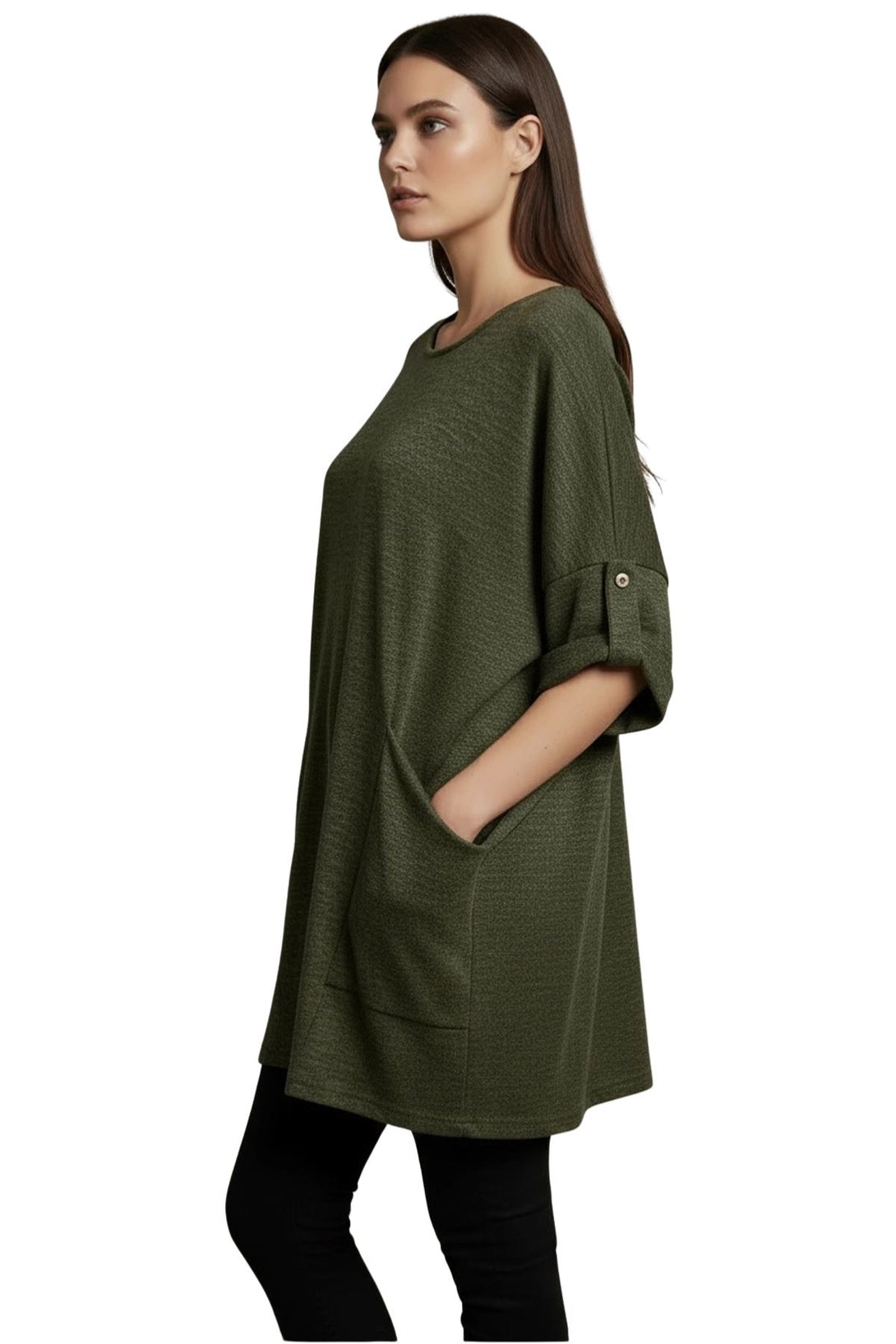 heathered textured pocket top
