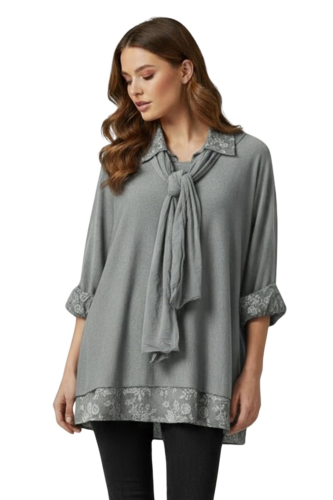 layered hem floral cotton top for women
