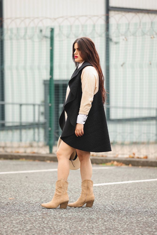 italian made faux drape collar vest