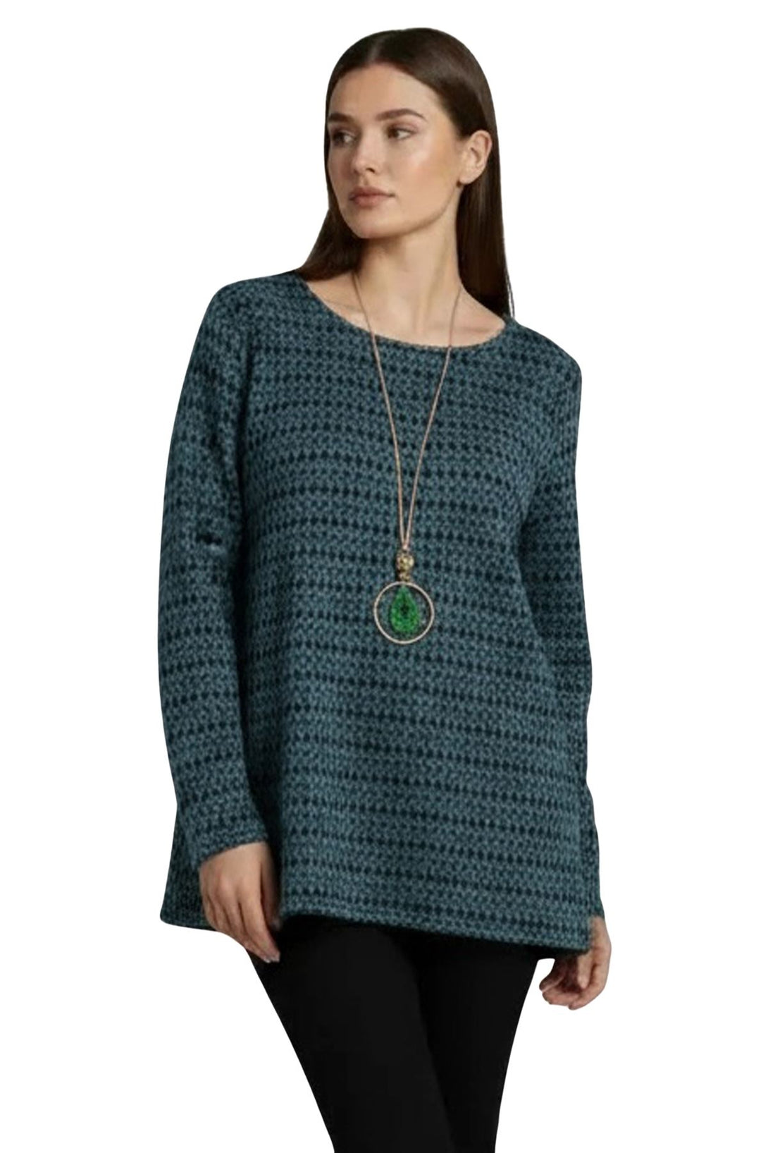 geo stripe top with attached necklace
