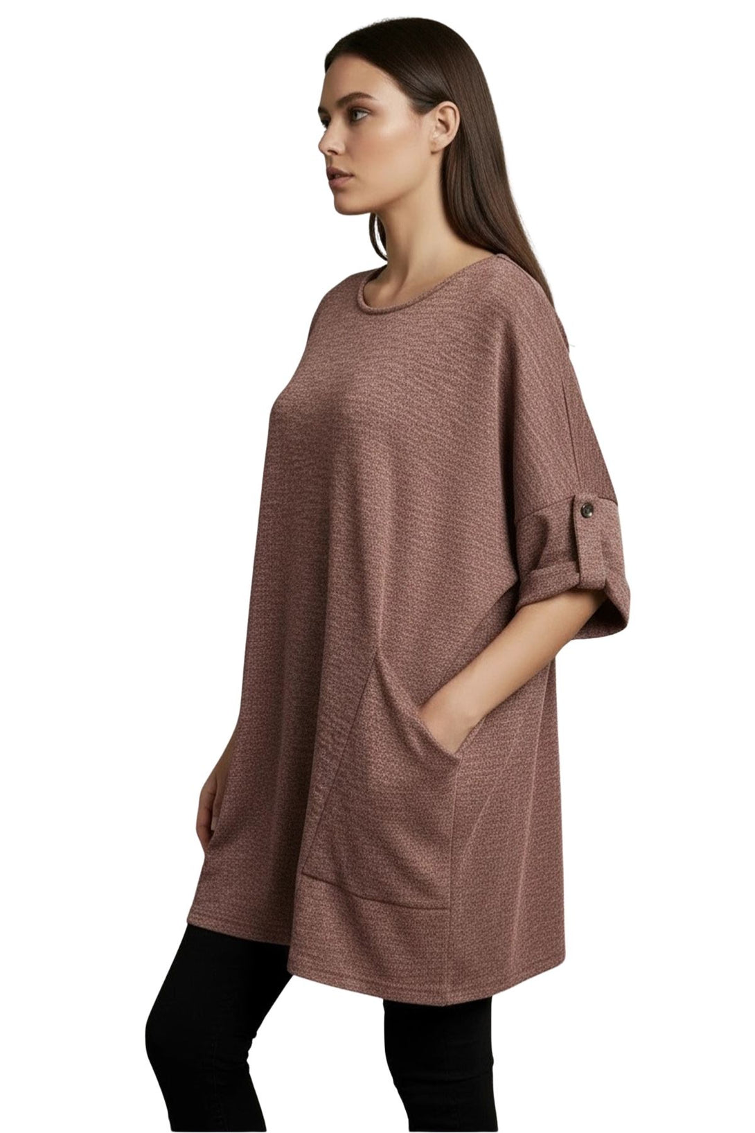 relaxed heathered textured top
