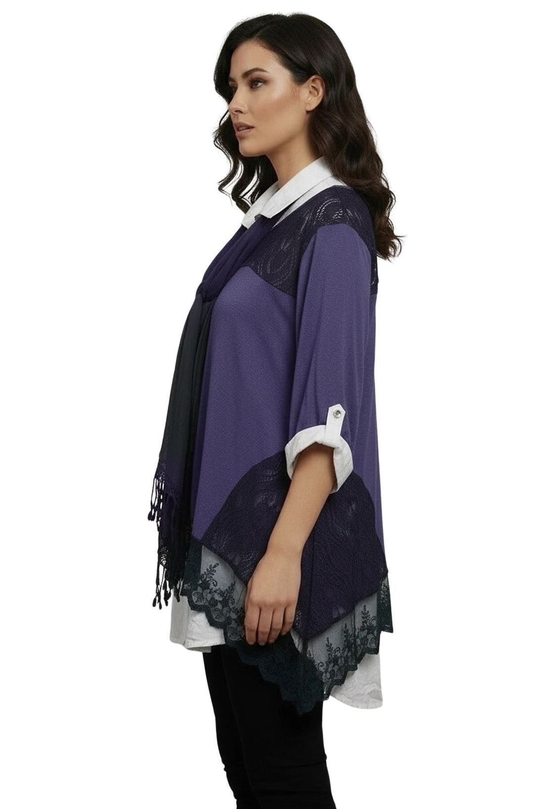 black embroidered floral cotton top
