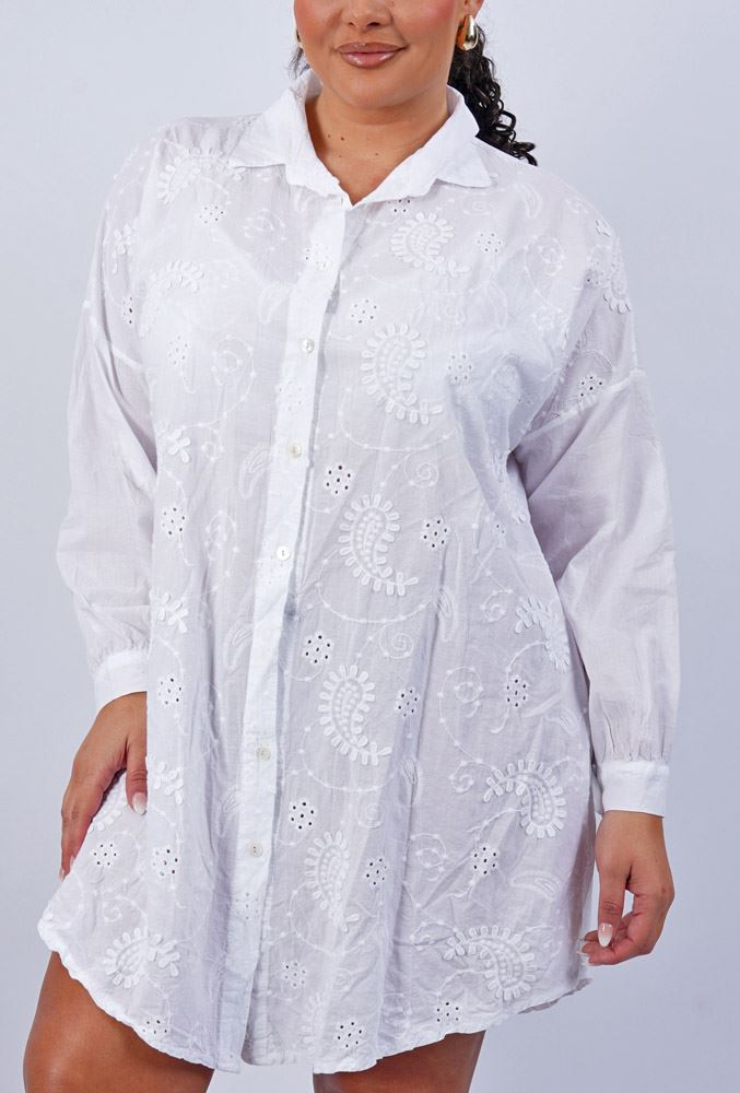 Paisley Embroidered Pattern Cotton Shirt