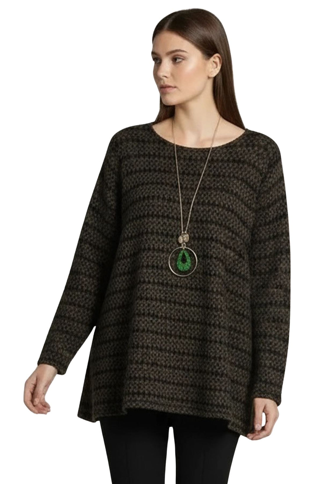 round neck geometric stripe necklace top
