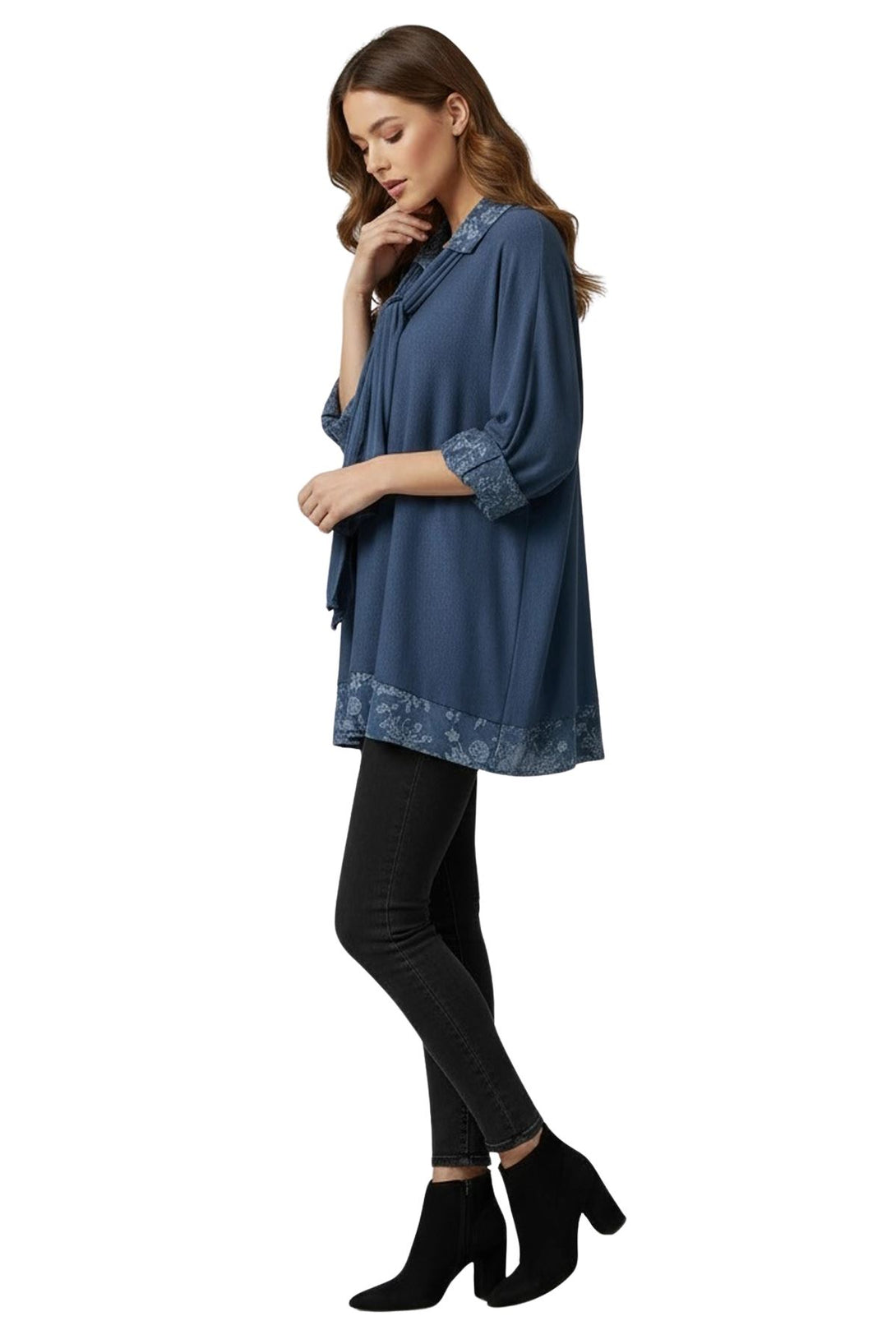 floral print cotton top with matching scarf
