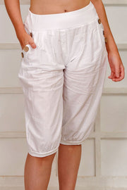 Plain Pockets Button Detail Cotton Trouser