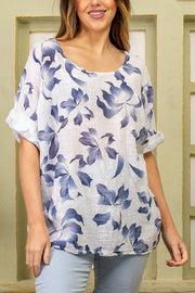 Lily Flower Print Cotton Top