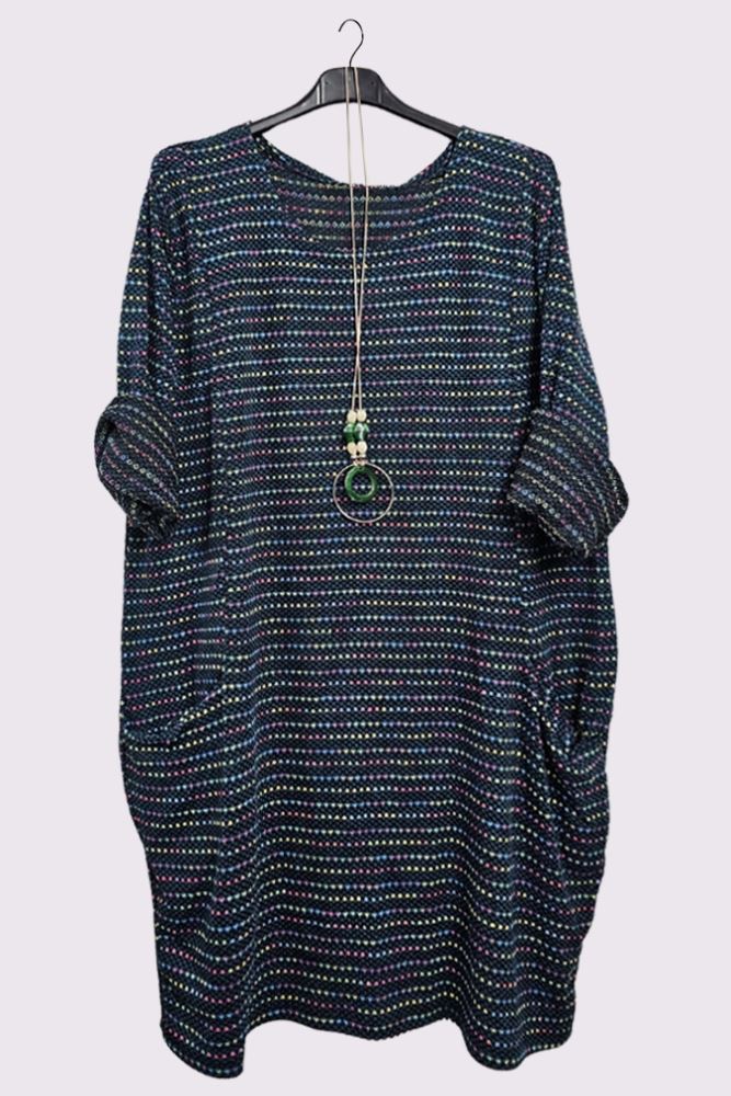playful dotted stripe tunic dress
