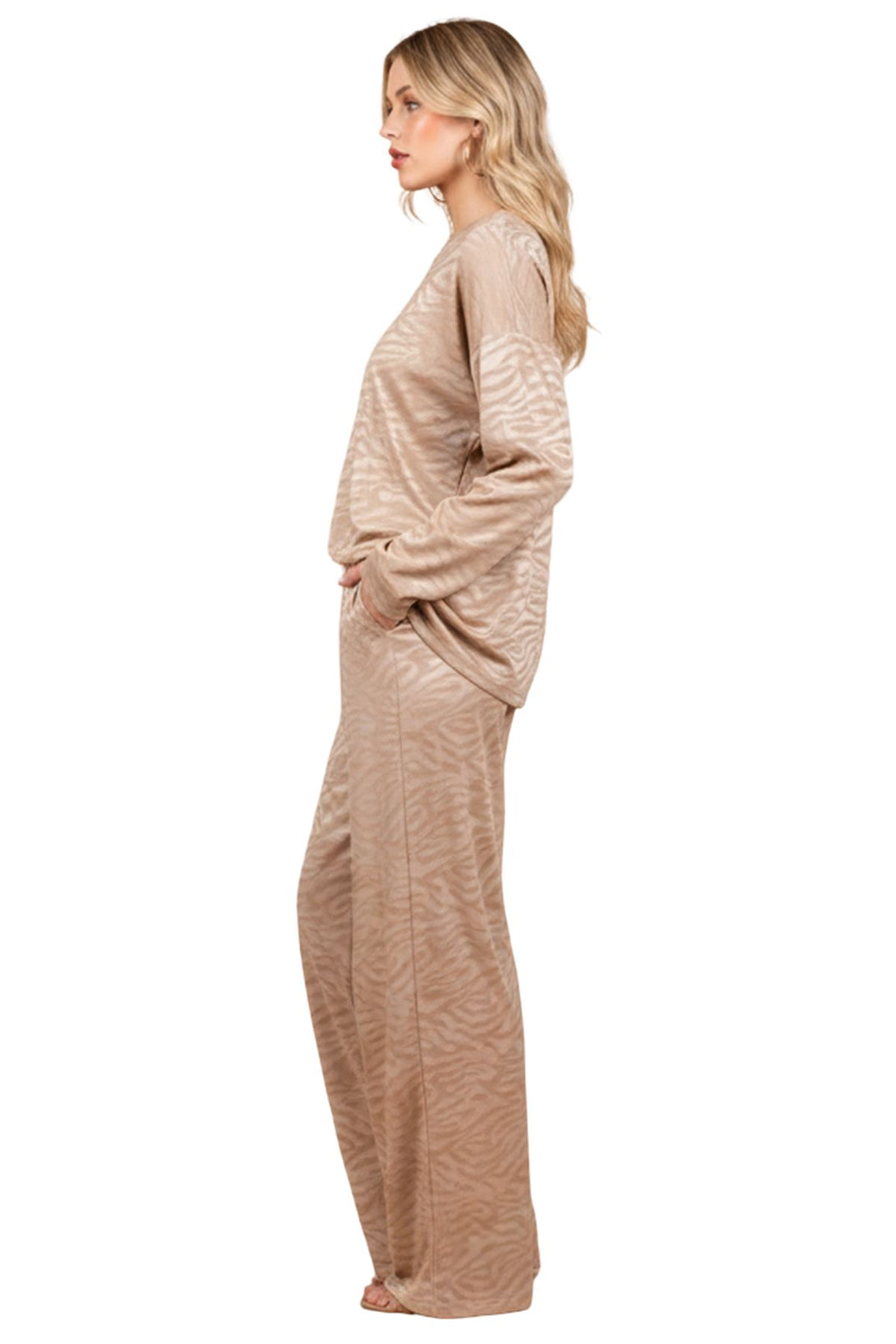 crushed velvet tunic and wide leg trousers co ord
