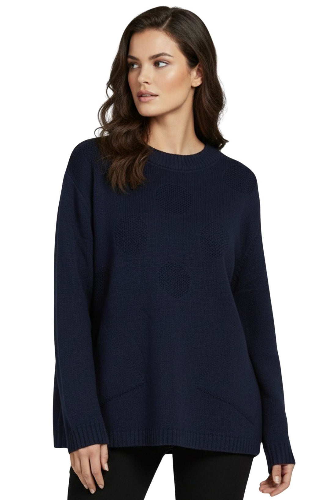 polka dot front knit tunic top
