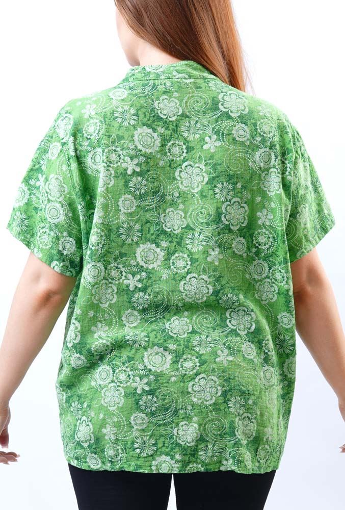 Paisley Flower Print Cotton Shirt