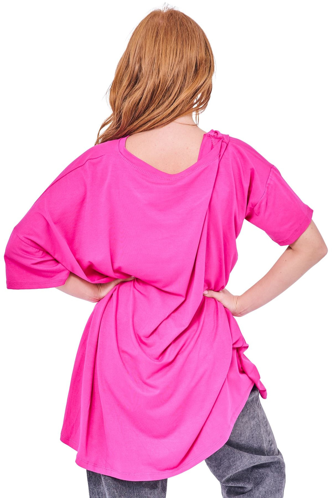 women’s dual metallic hearts slouchy top