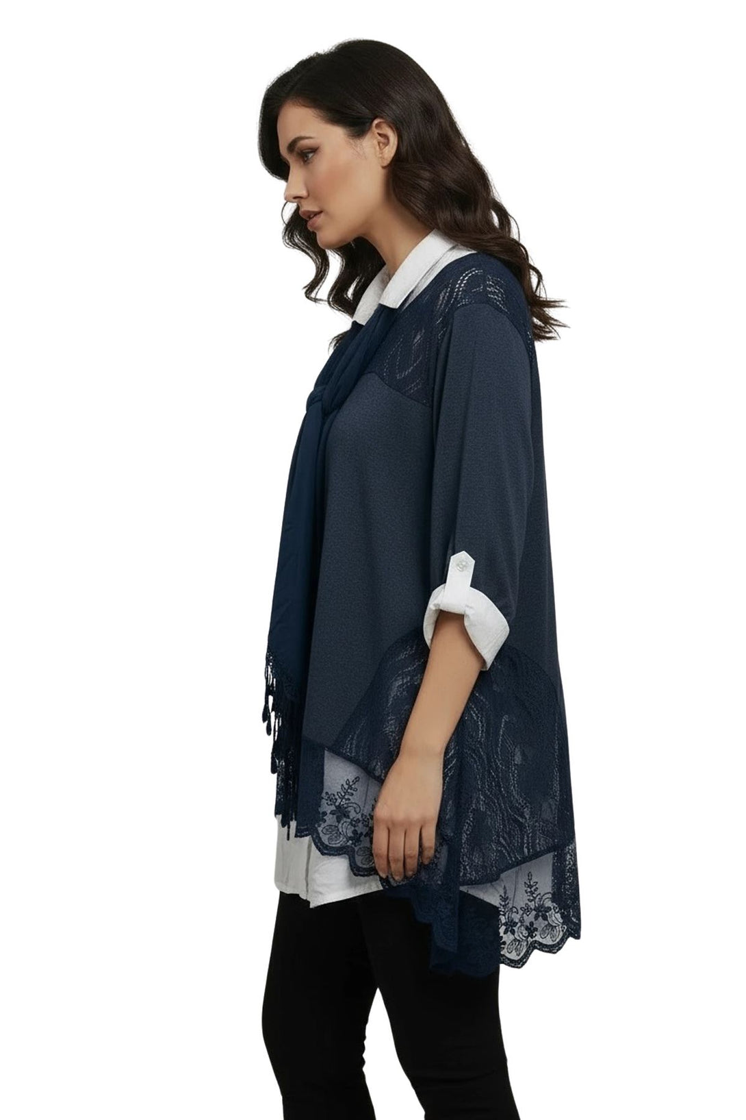 mocha layered hem cotton top
