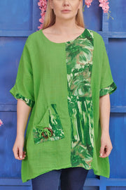 Tie Dye Flower Print Pocket Cotton Dress