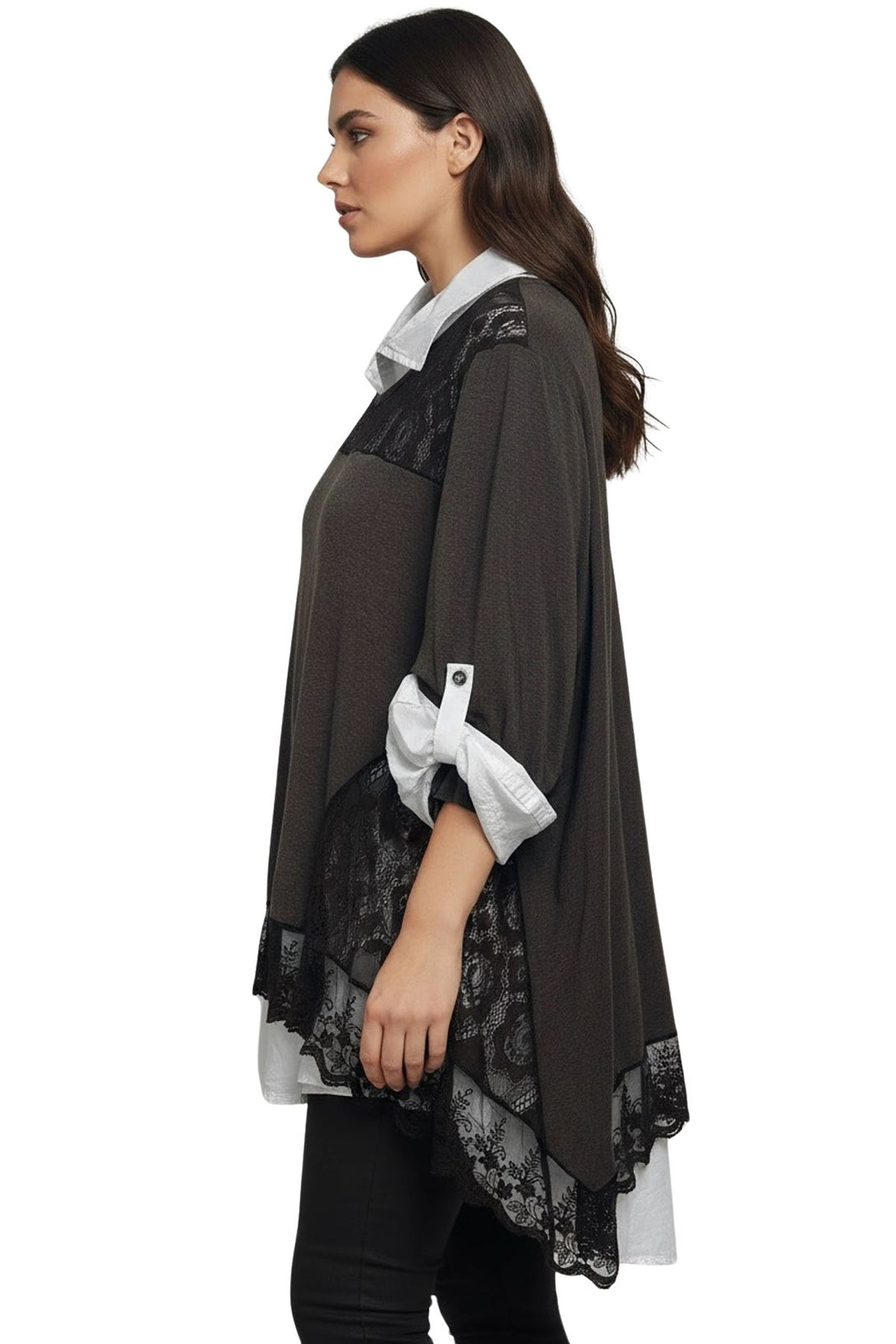 italian cotton layered hem top
