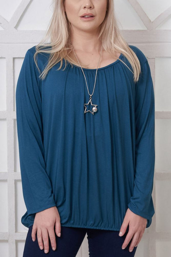 pleated elasticated hem viscose top
