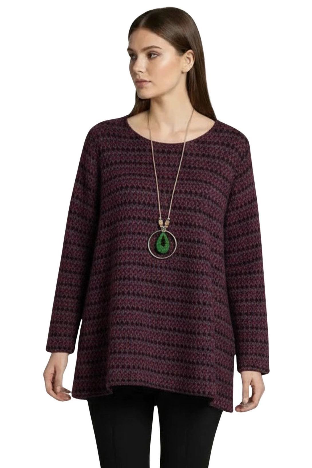 acrylic knit geometric stripe ladies top
