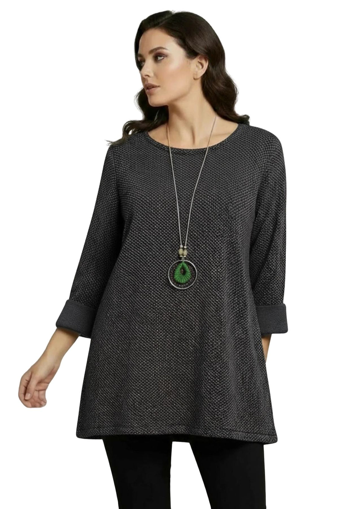 relaxed fit metallic dotted tunic top
