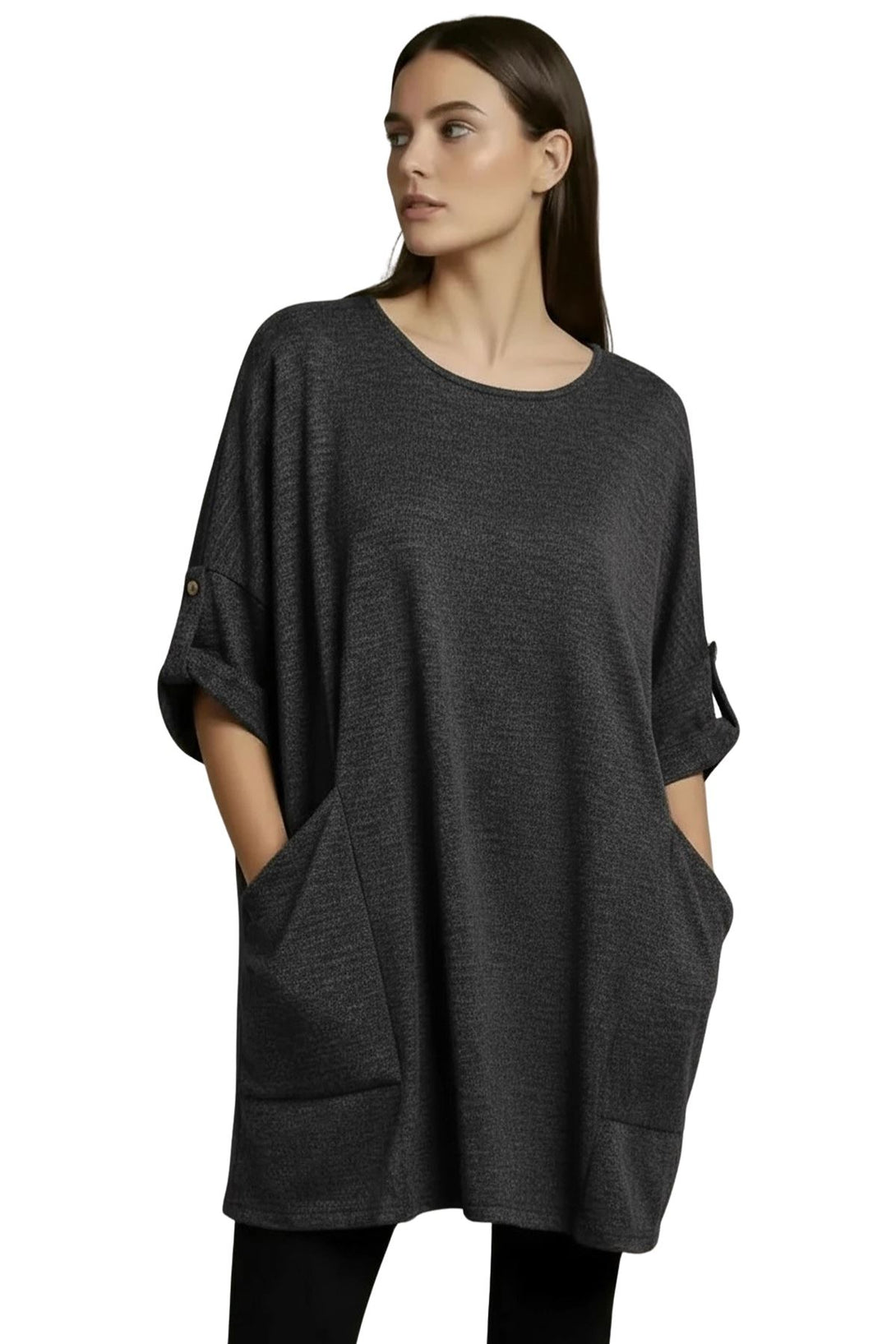 soft heathered pocket top for women
