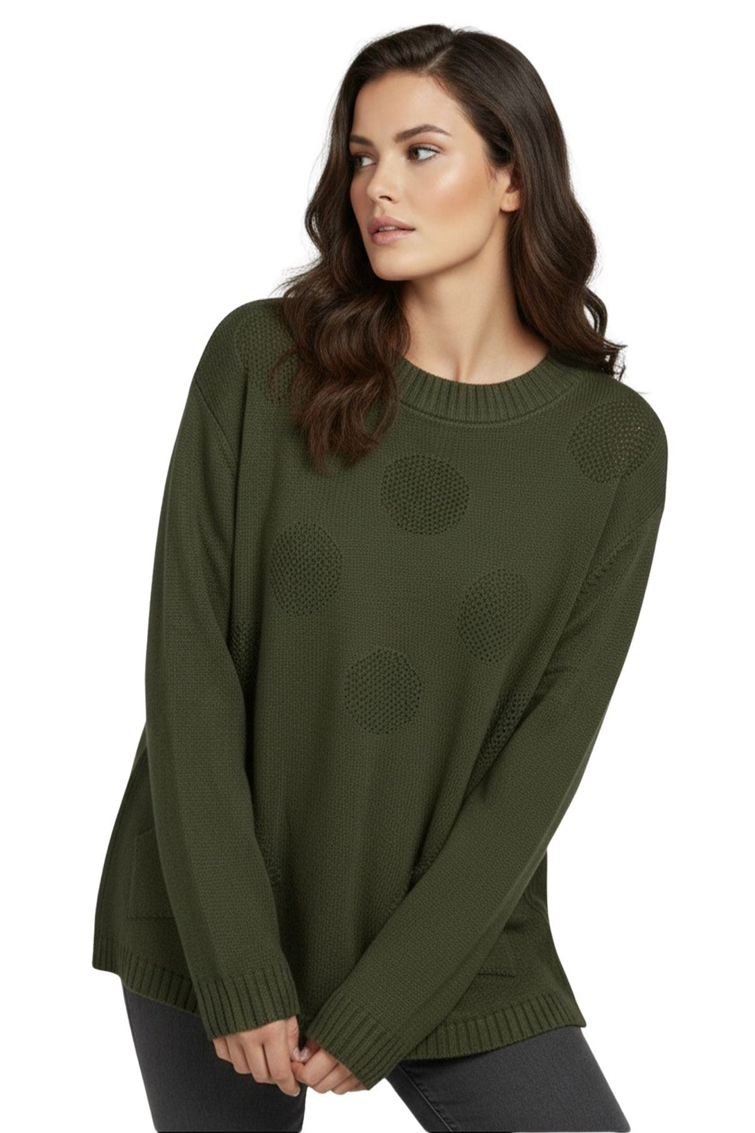 womens polka dot knit tunic
