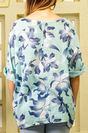 Lily Flower Print Cotton Top