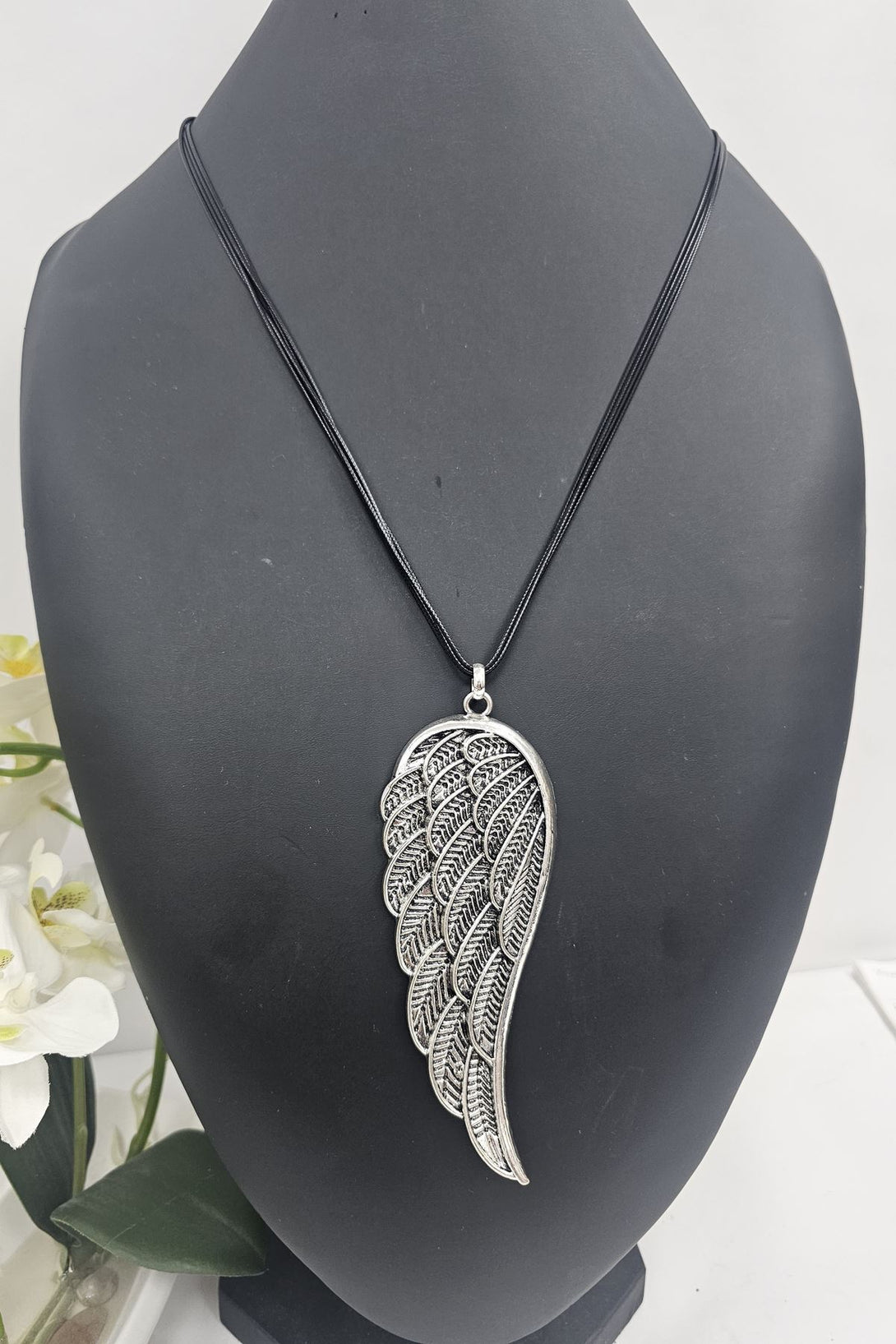 Angel Wing Pendant Antique Silver Necklace