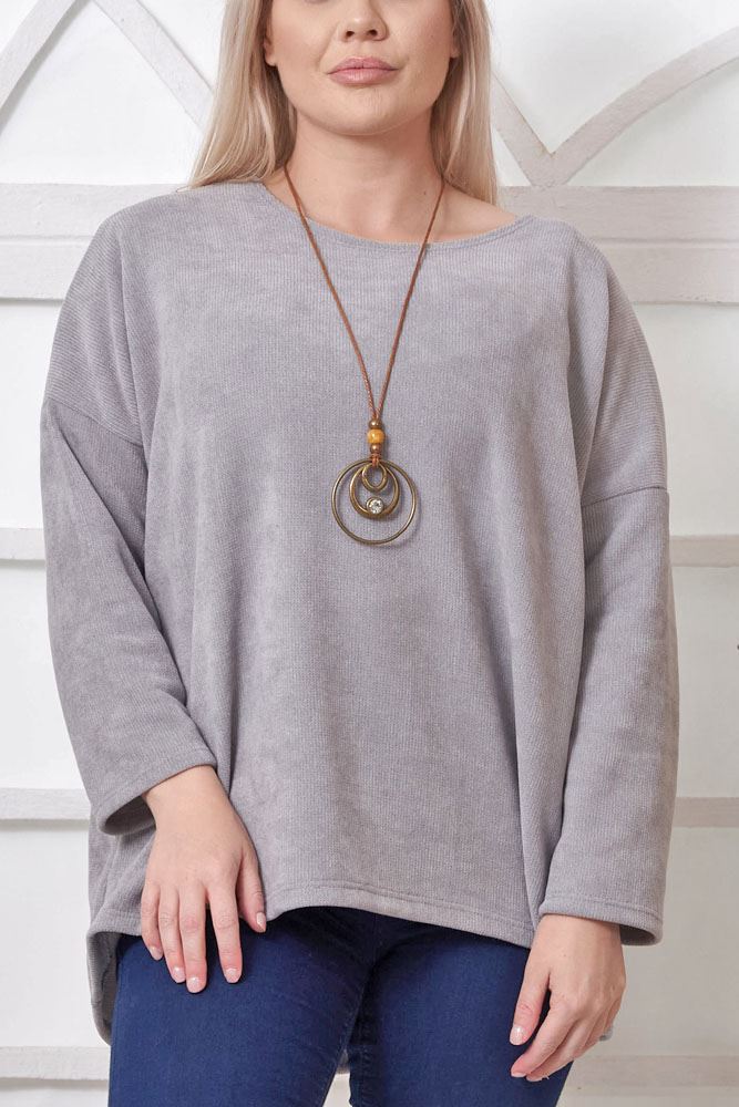 Plain Knit With Necklace Viscose Top