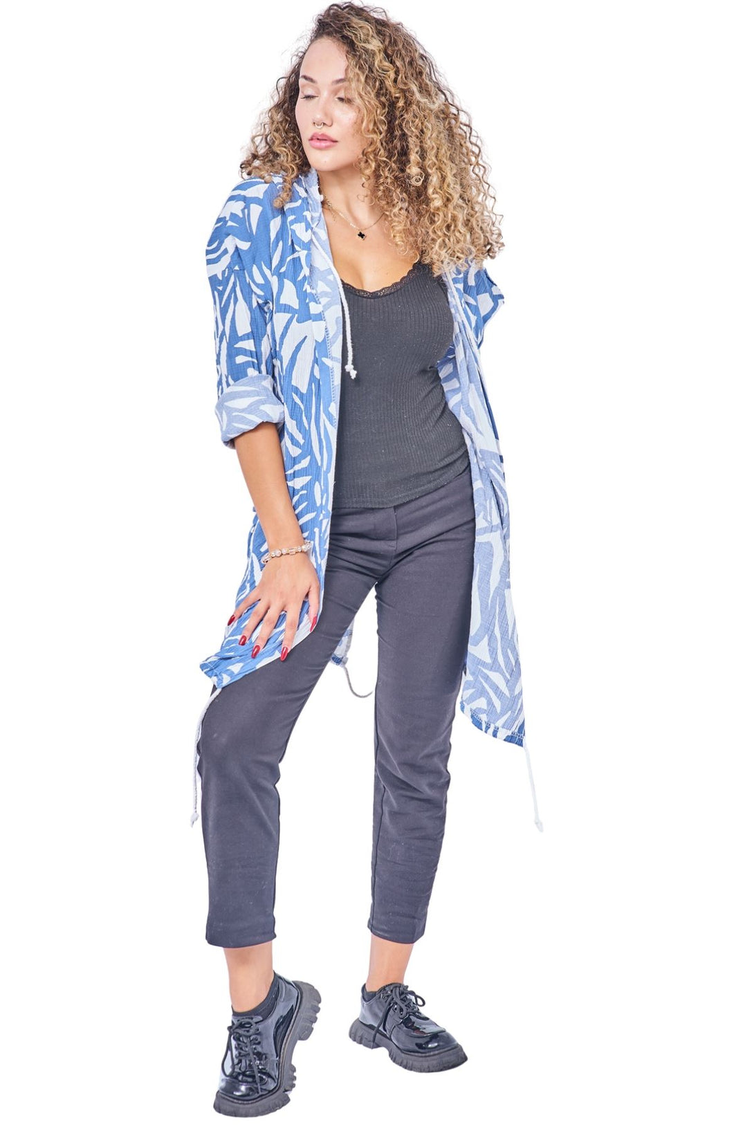 ladies longline summer leaf cardigan
