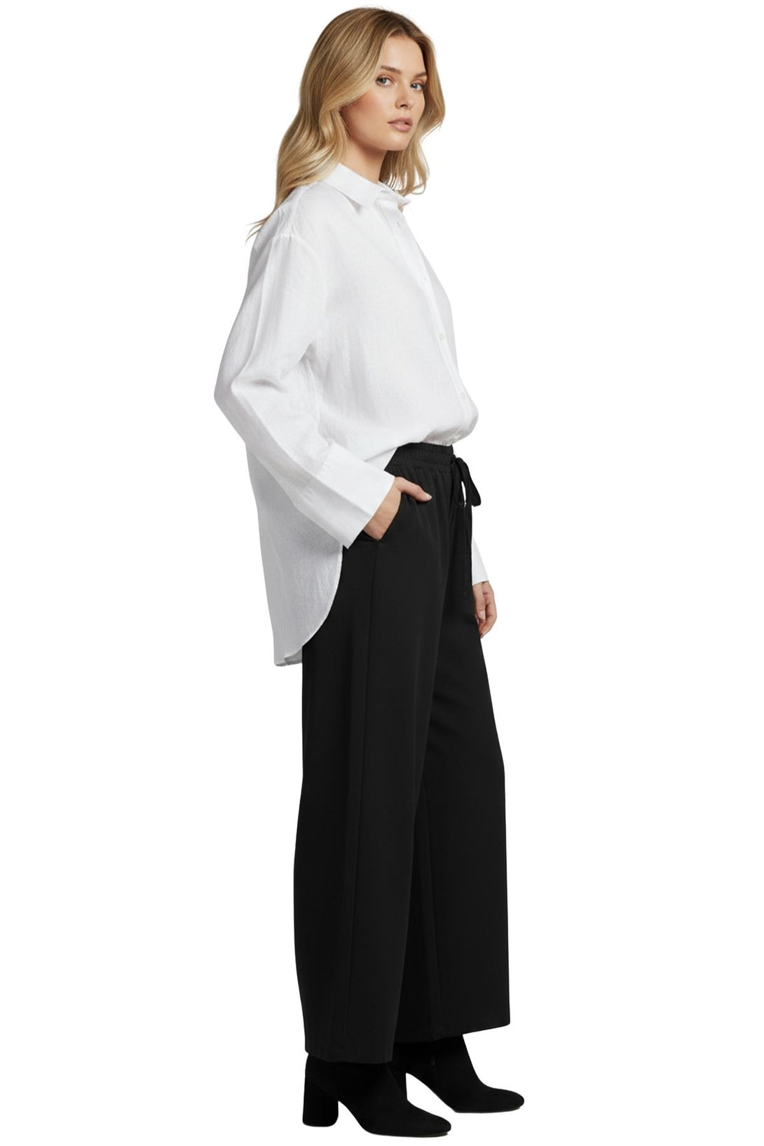 plain knit feel viscose trousers
