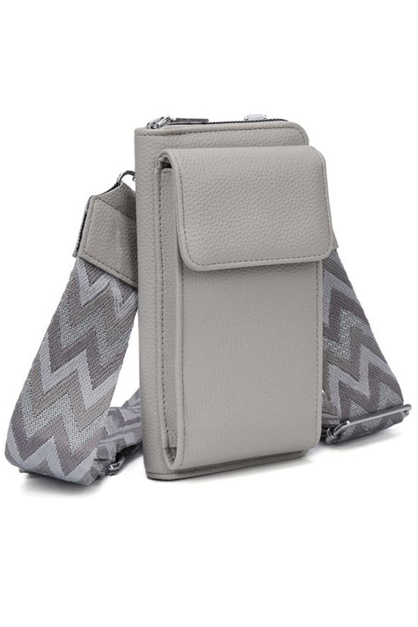 grey chevron strap crossbody sling bag