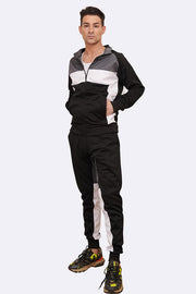 Panelled Zip-through Collared Tracksuit_GRWO